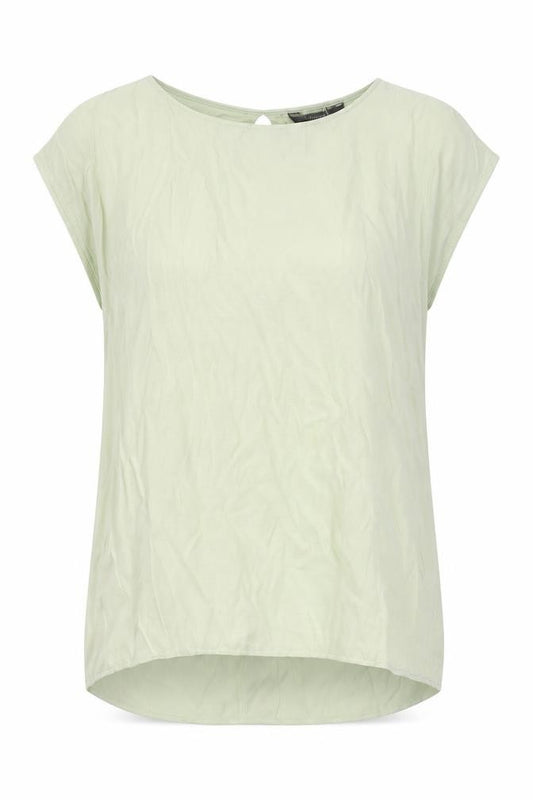 Front view of Primark women’s green polyester basic blouse, size UK 6, round neck