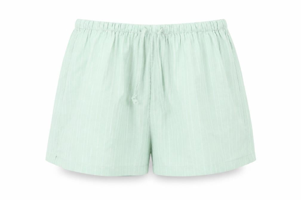 Preworn Womens Green Striped Polyester Basic Shorts Size S L16 in Regular Drawstring