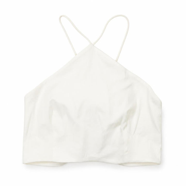 Zara Womens White Cotton Cropped Tank Size M Halter