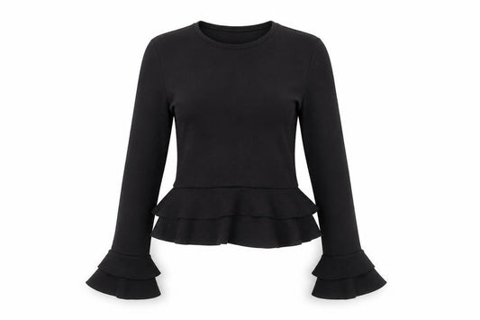 Stylewise Womens Black Polyester Basic T-Shirt Size 8 Round Neck