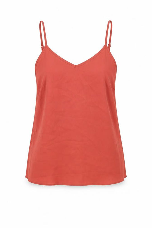Front view of Atmosphere women’s orange polyester camisole tank, size UK 8, v-neck