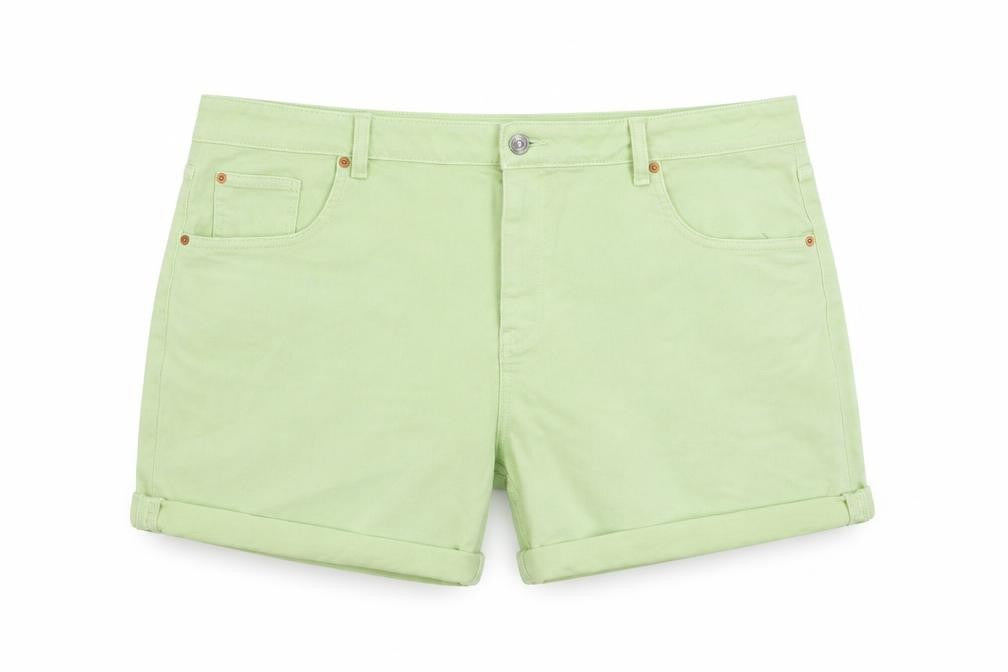 Marks and Spencer Womens Green Cotton Boyfriend Shorts Size 22 Regular Button