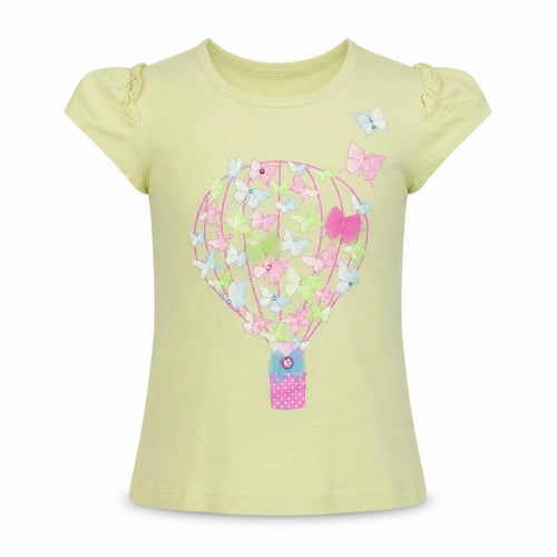 Jona Michelle Girls Yellow Cotton Basic T-Shirt Size 7 Years Round Neck Pullover