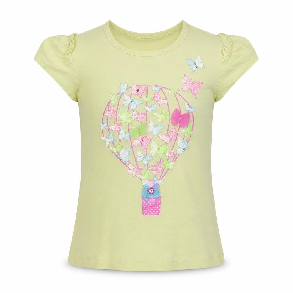 Jona Michelle Girls Yellow Cotton Basic T-Shirt Size 7 Years Round Neck Pullover