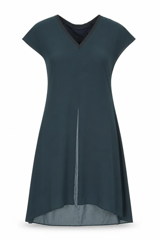 Front view of Zara women’s green polyester a-line, size XS, v-neck pullover