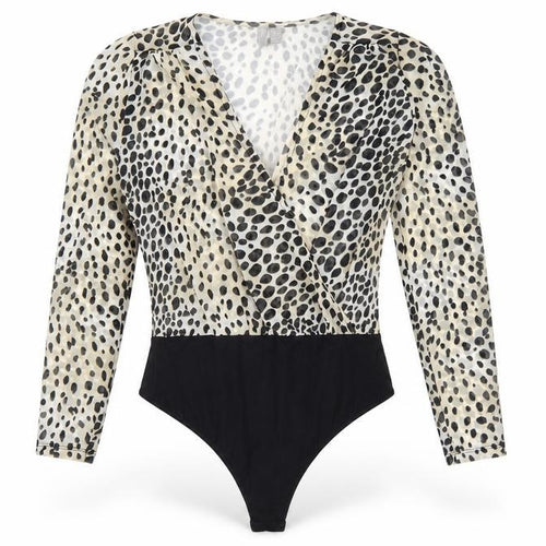 ASOS Womens Brown Animal Print Polyamide Bodysuit One-Piece Size 8 Snap