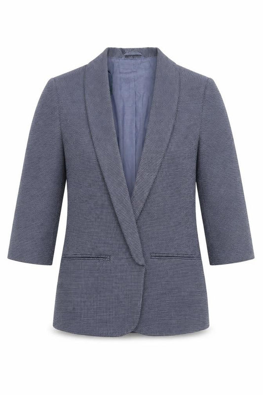Front view of Next women’s blue jacket, size UK 10