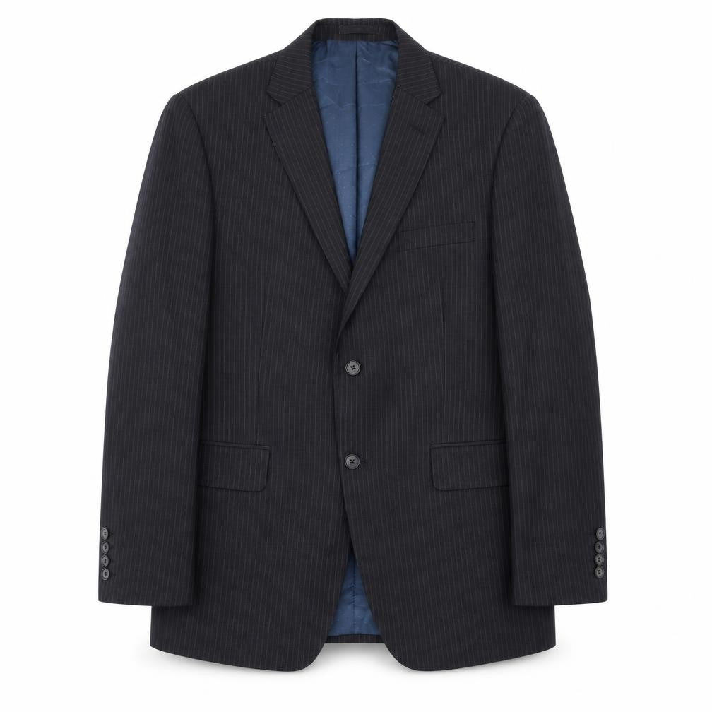 Front view of Asto&Gunn men’s grey striped wool jacket blazer, size 42
