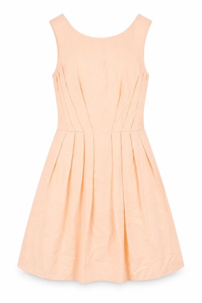 Topshop Womens Pink Polyester Fit & Flare Size 8 Boat Neck Zip