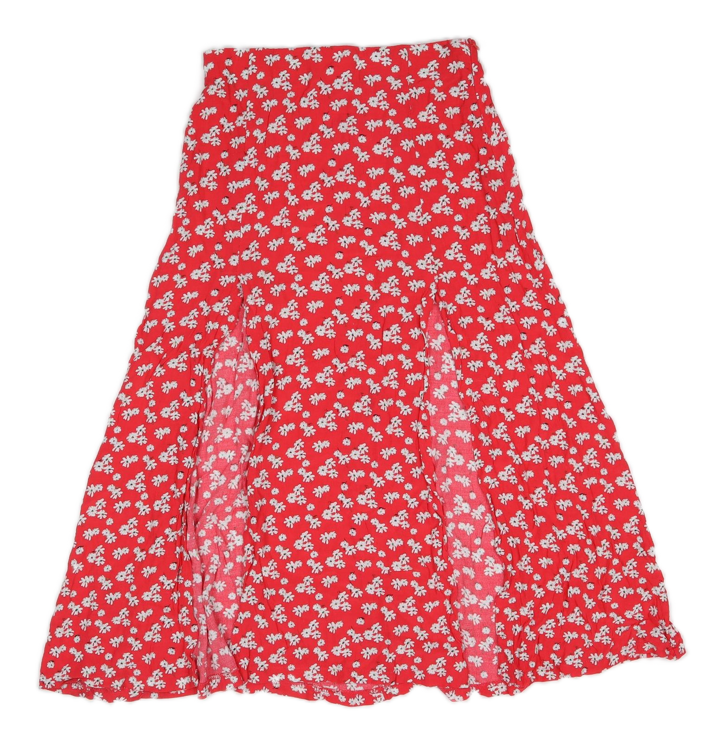 Zara Womens Red Floral Viscose Maxi Skirt Size 8 Zip