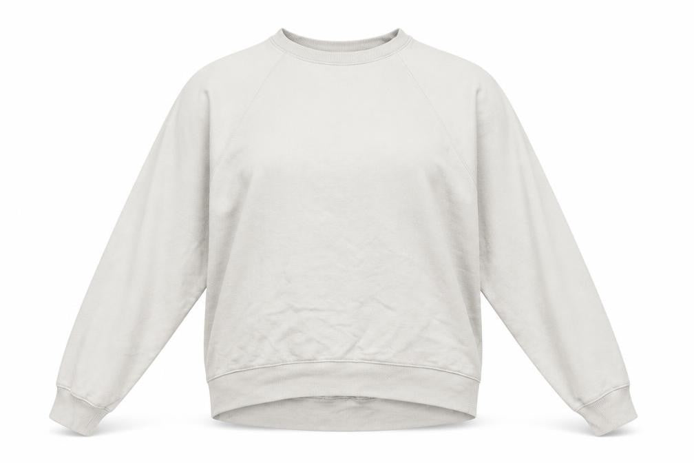 Front view of H&M women’s beige cotton pullover sweatshirt, size M, pullover