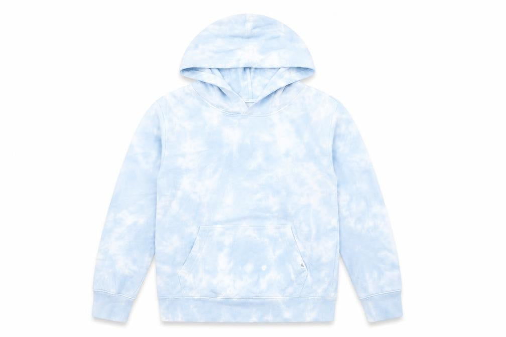 Front view of Gap girls’ blue cotton pullover hoodie, size M, pullover