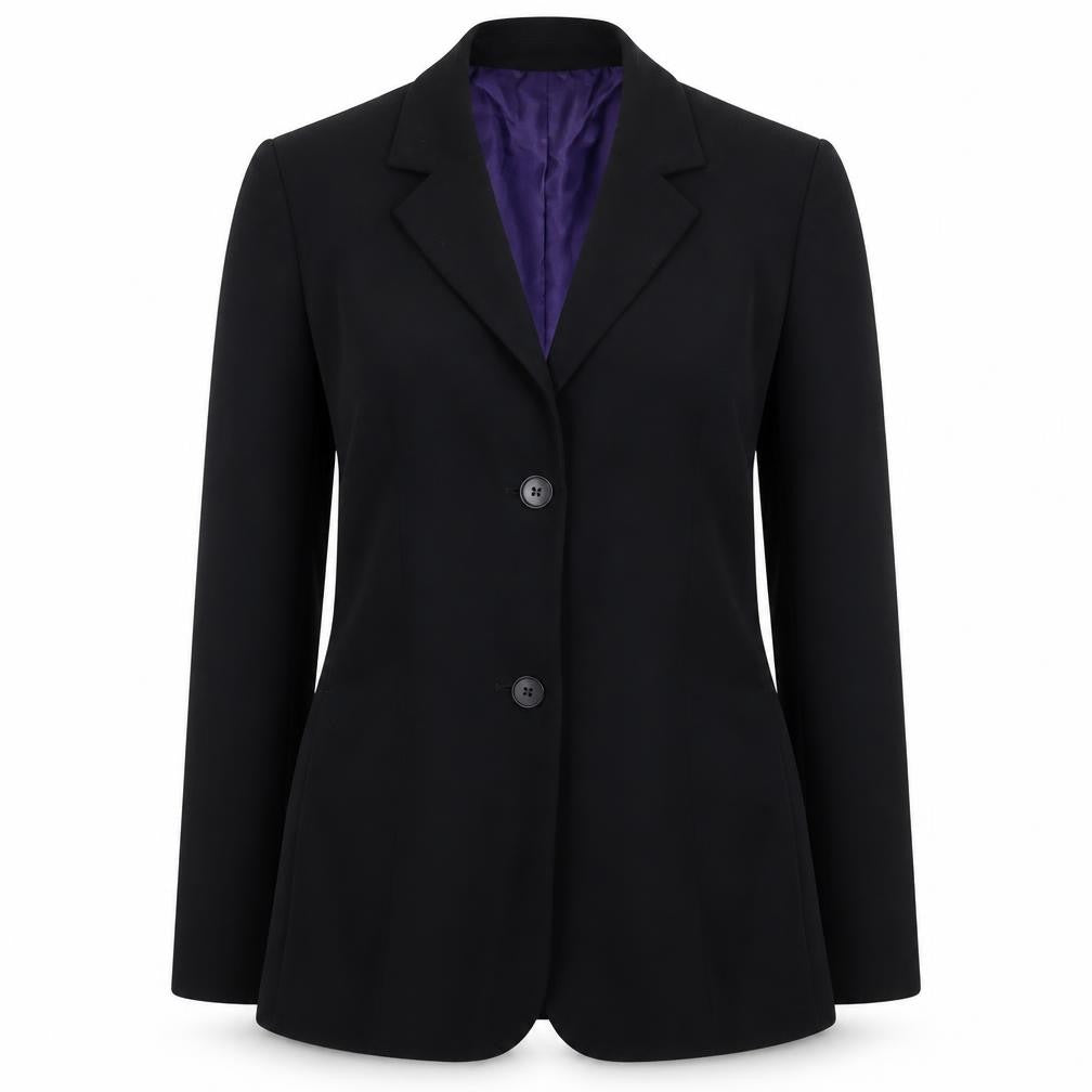 Front view of Marks & Spencer women’s black polyester jacket blazer, size UK 12