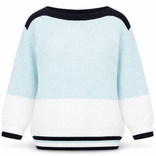 Marks and Spencer Womens Green Boat Neck Striped Cotton Pullover Jumper Size S - Colourblock