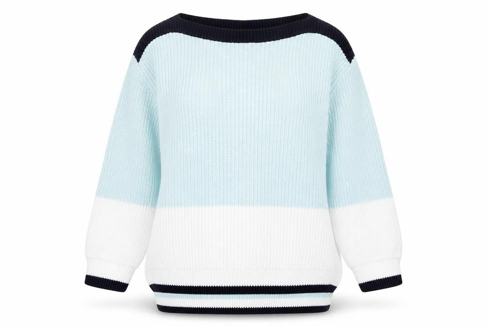 Marks and Spencer Womens Green Boat Neck Striped Cotton Pullover Jumper Size S - Colourblock
