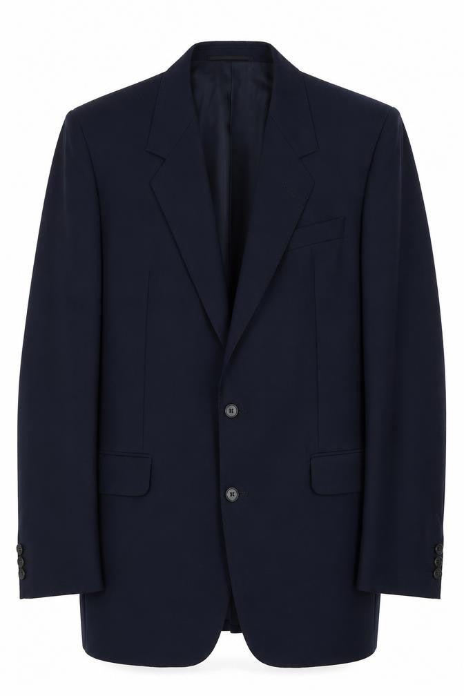 Front view of Preworn men’s blue viscose jacket blazer, size 42