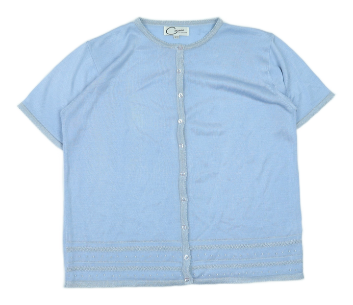 Casamia Womens Blue Round Neck Acrylic Cardigan Jumper Size S