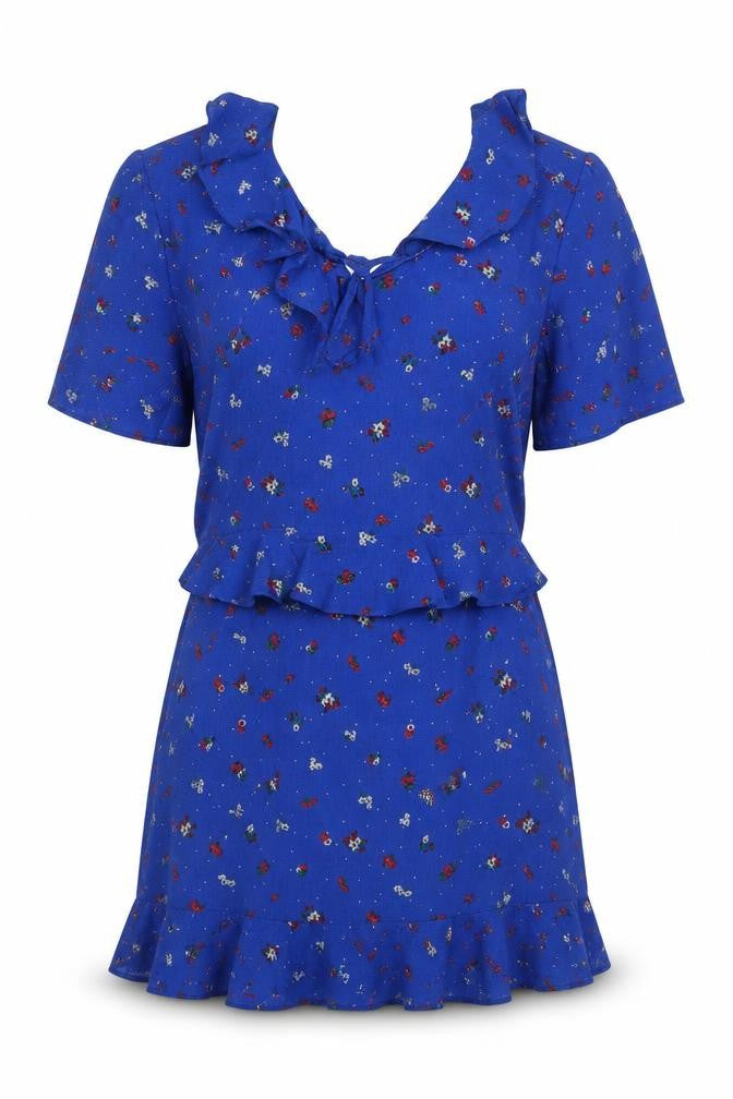 Fashion Union Womens Blue Fair Isle Polyester Mini Size 10 Scoop Neck Zip
