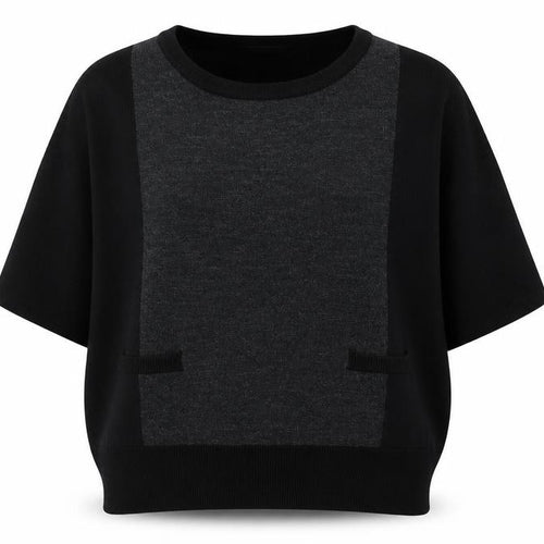 Marks and Spencer Womens Black Round Neck Acrylic Pullover Jumper Size 12 - Colour Block