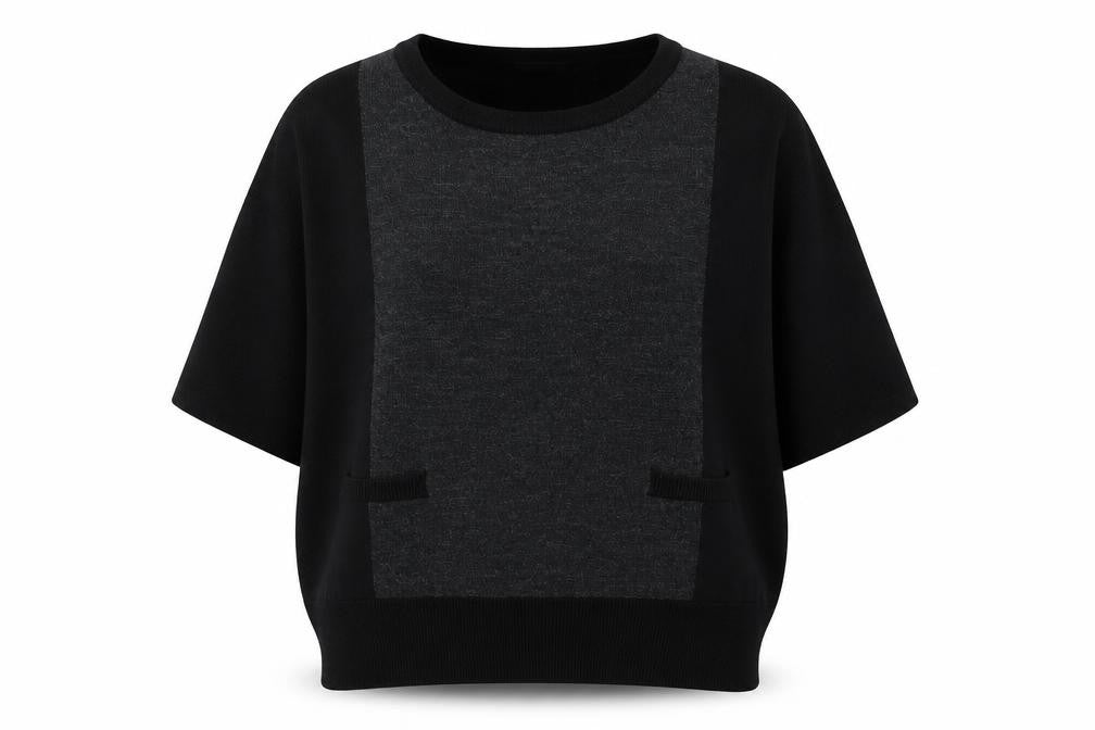 Marks and Spencer Womens Black Round Neck Acrylic Pullover Jumper Size 12 - Colour Block