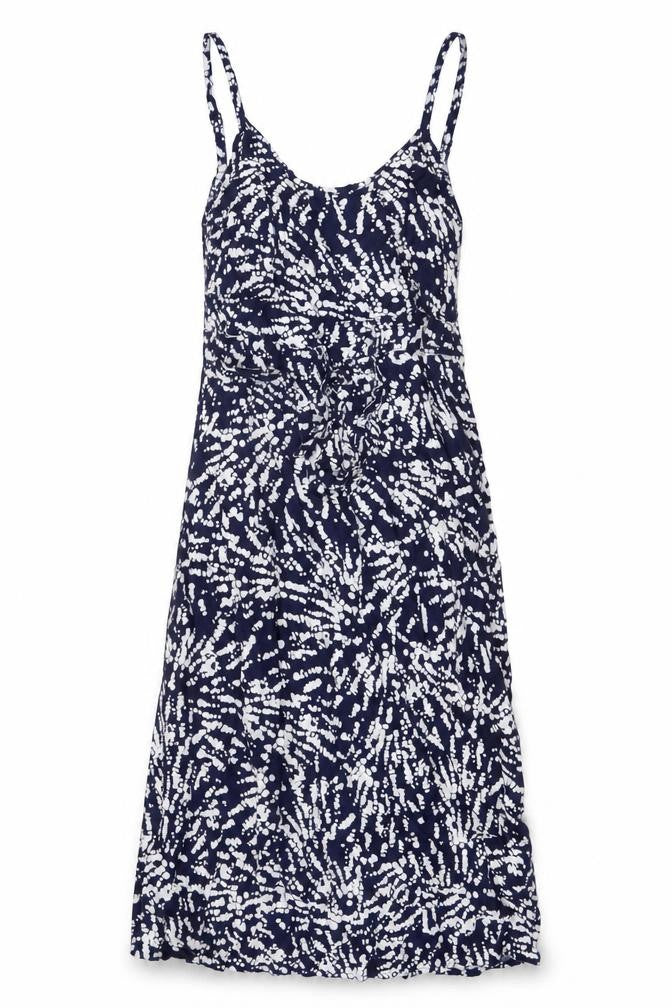BHS Womens Blue Geometric Viscose Slip Dress Size 10 Scoop Neck Pullover