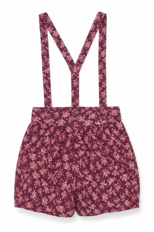 NEXT Girls Purple Floral Polyester Dungaree Shorts Shorts Size 13 Years Regular