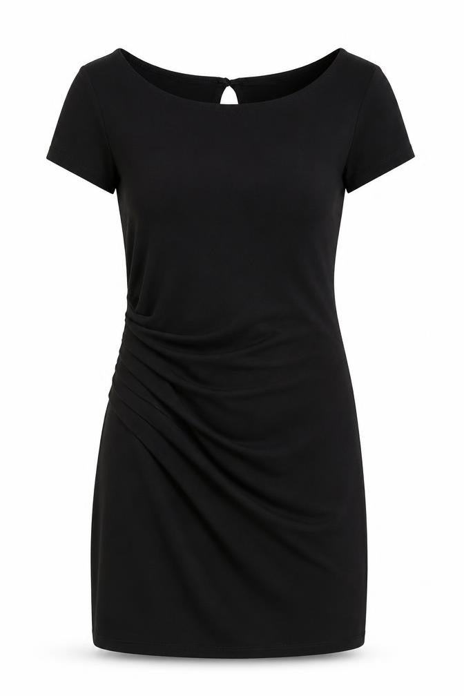 Next Womens Black Polyester Mini Size 10 Boat Neck Button
