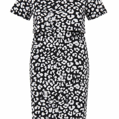 ASOS Womens Black Geometric Viscose Pencil Dress Size 10 Round Neck Pullover