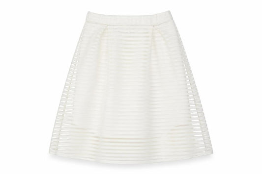 Front view of Edge women’s white polyester skater skirt, size UK 8