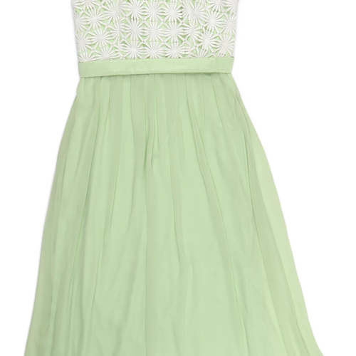 Heaven Bridal Womens Green Polyester Ball Gown Size 14 Boat Neck Zip - Lace Bodice