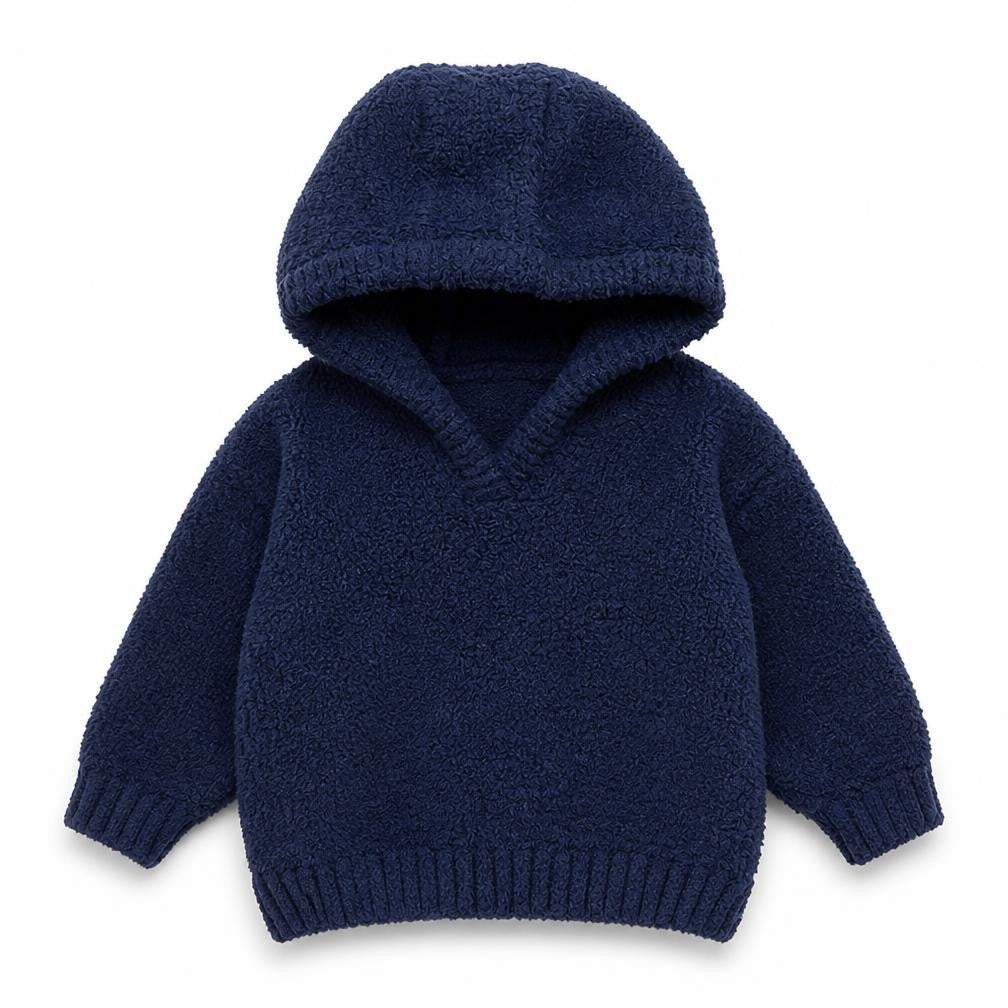 Front view of F&F boys’ blue polyamide jumper, size 0-3, months pullover