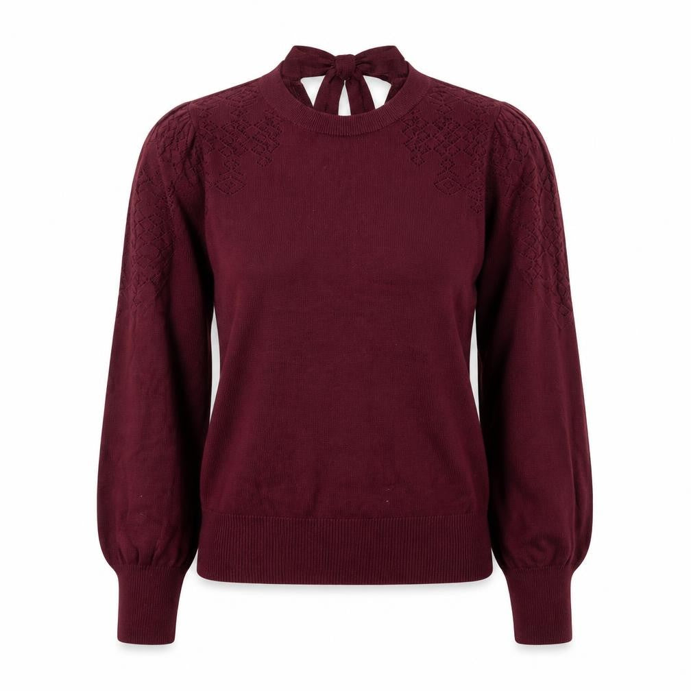 Front view of Oasis women’s red round neck cotton jumper, size S