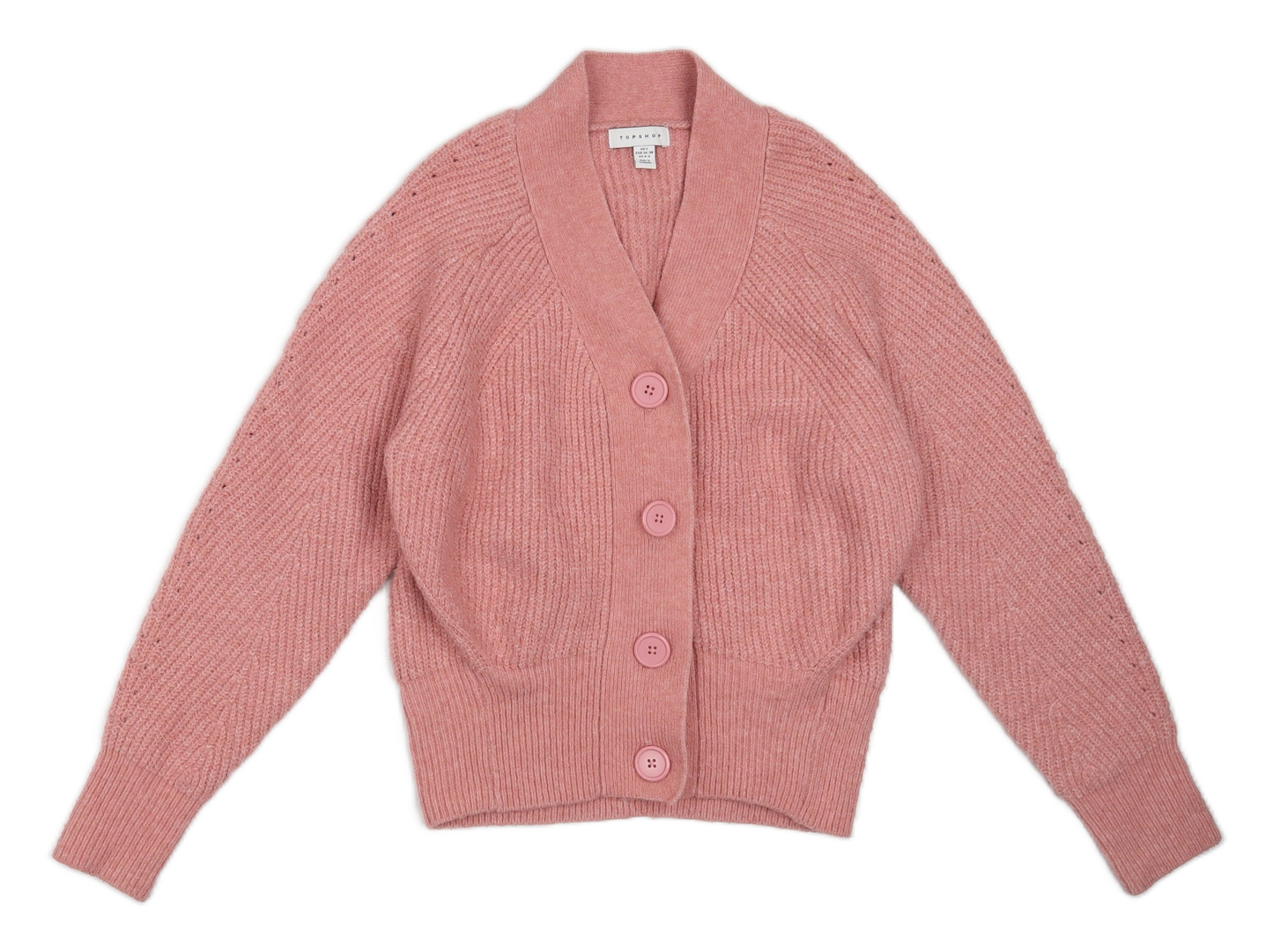 Topshop Womens Pink V-Neck Polyester Cardigan Jumper Size S