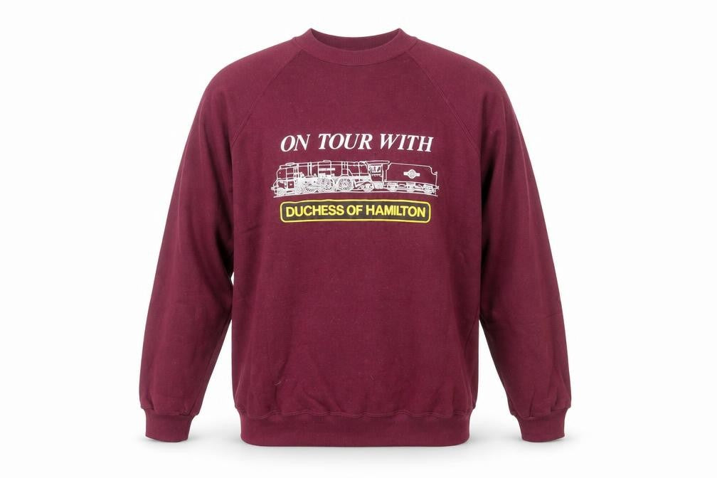 Front view of Sprintprint men’s red cotton pullover sweatshirt, size L