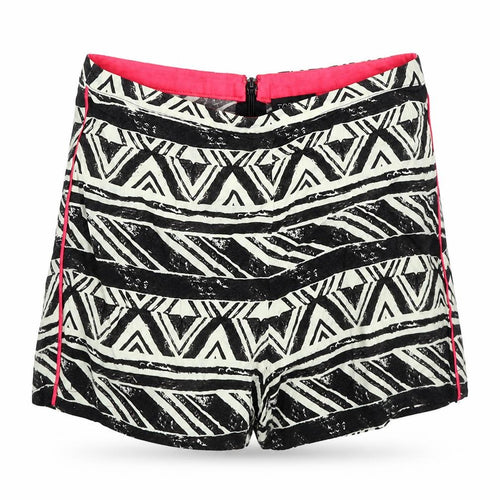 Topshop Womens Black Geometric Viscose Culotte Shorts Size 10 Regular Zip