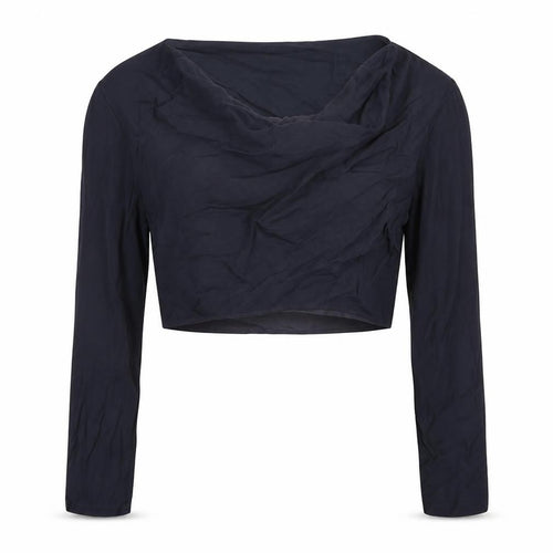 Zara Womens Black Viscose Cropped Blouse Size S Boat Neck