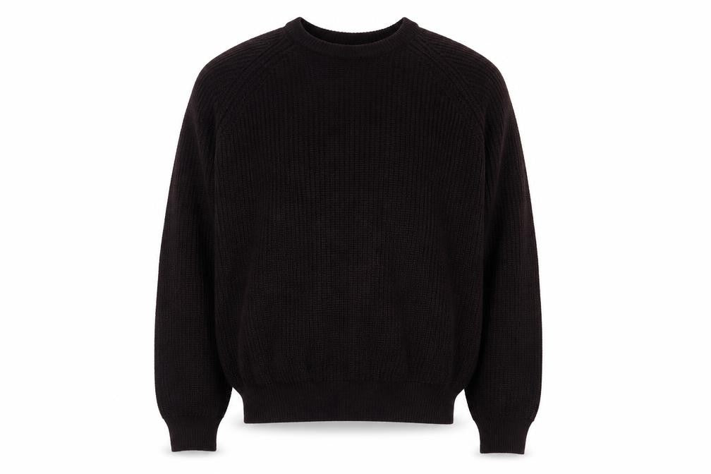 Front view of Pep&Co men’s purple round neck acrylic jumper, size M