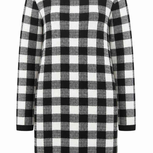 Boohoo Womens Black Check Acrylic Jumper Dress Size S Roll Neck Pullover