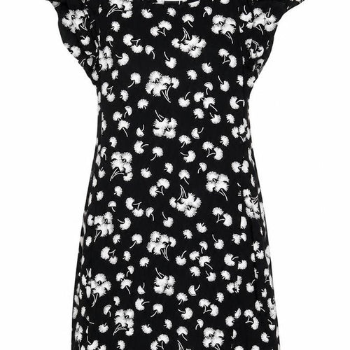 NEXT Womens Black Floral Viscose Fit & Flare Size 34 Boat Neck Zip