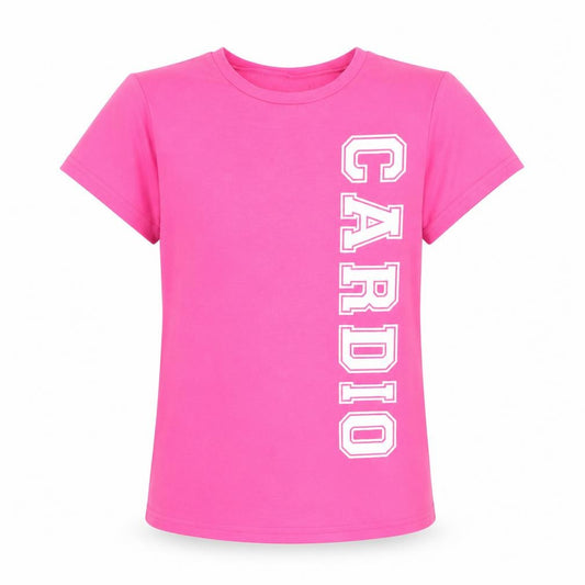 Front view of Atmosphere women’s pink polyester basic t-shirt, size UK 10, round neck pullover - cardio