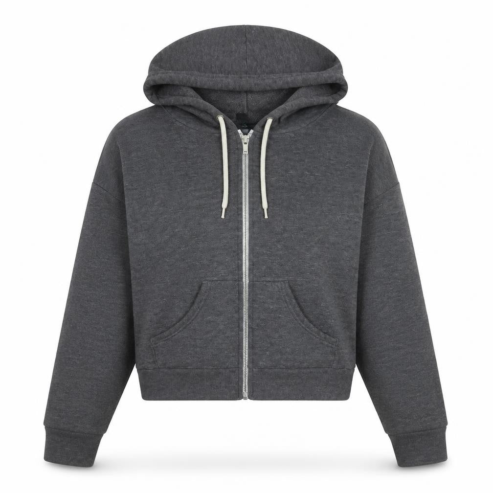 Topshop Womens Grey Cotton Full Zip Hoodie Size 12 Zip