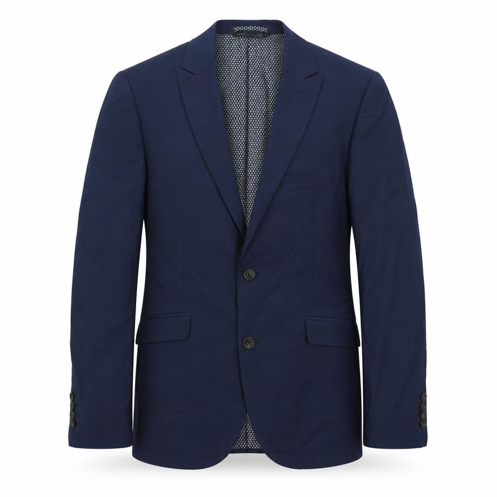 Front view of Marks & Spencer men’s blue polyester jacket suit jacket, size 40