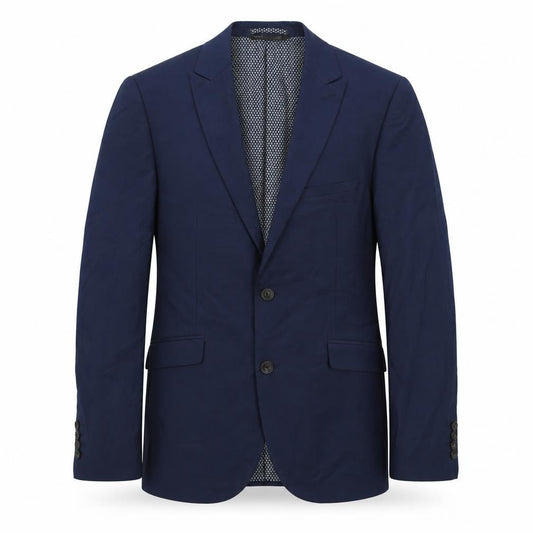 Front view of Marks & Spencer men’s blue polyester jacket suit jacket, size 40