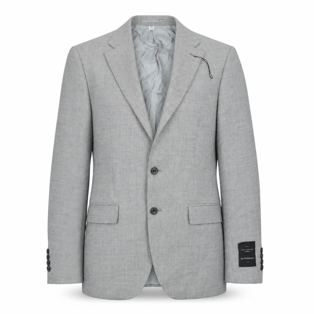 Front view of Marks & Spencer men’s grey polyester jacket blazer, size 36