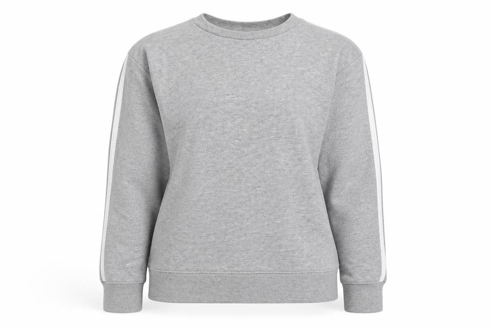 Front view of ASOS women’s grey cotton pullover hoodie, size UK 8, pullover