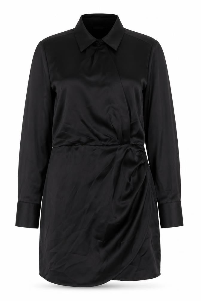 Stradivarius Womens Black Herringbone Polyester Shift Size S Collared Zip