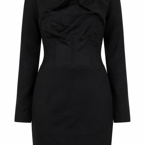 Zara Womens Black Polyamide Pencil Dress Size S Boat Neck Zip