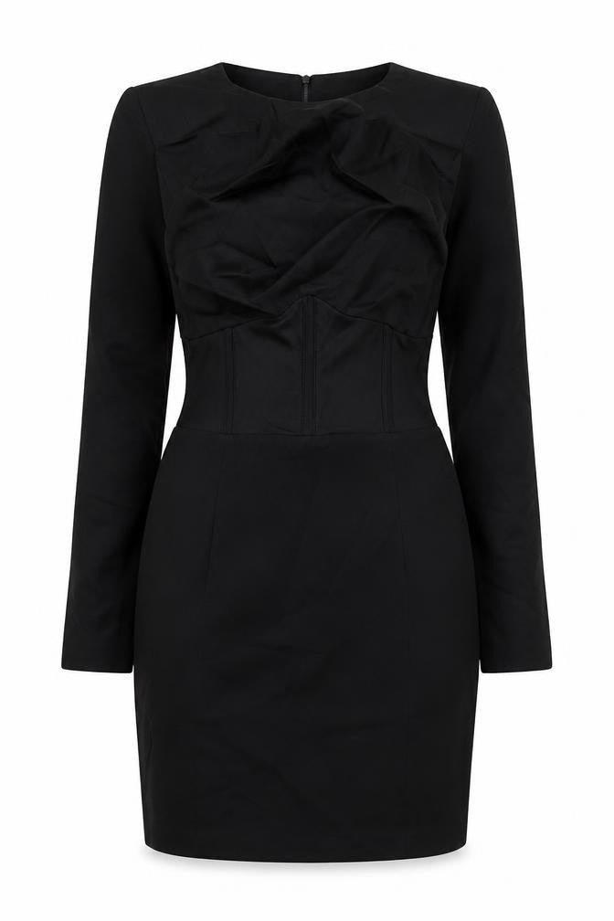 Zara Womens Black Polyamide Pencil Dress Size S Boat Neck Zip