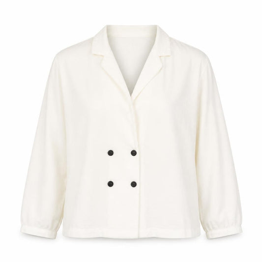 Front view of Topshop women’s white polyester basic blouse, size UK 12, collared