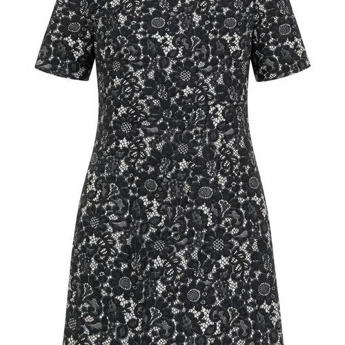 Billie & Blossom Womens Black Floral Polyester A-Line Size 12 Boat Neck Zip